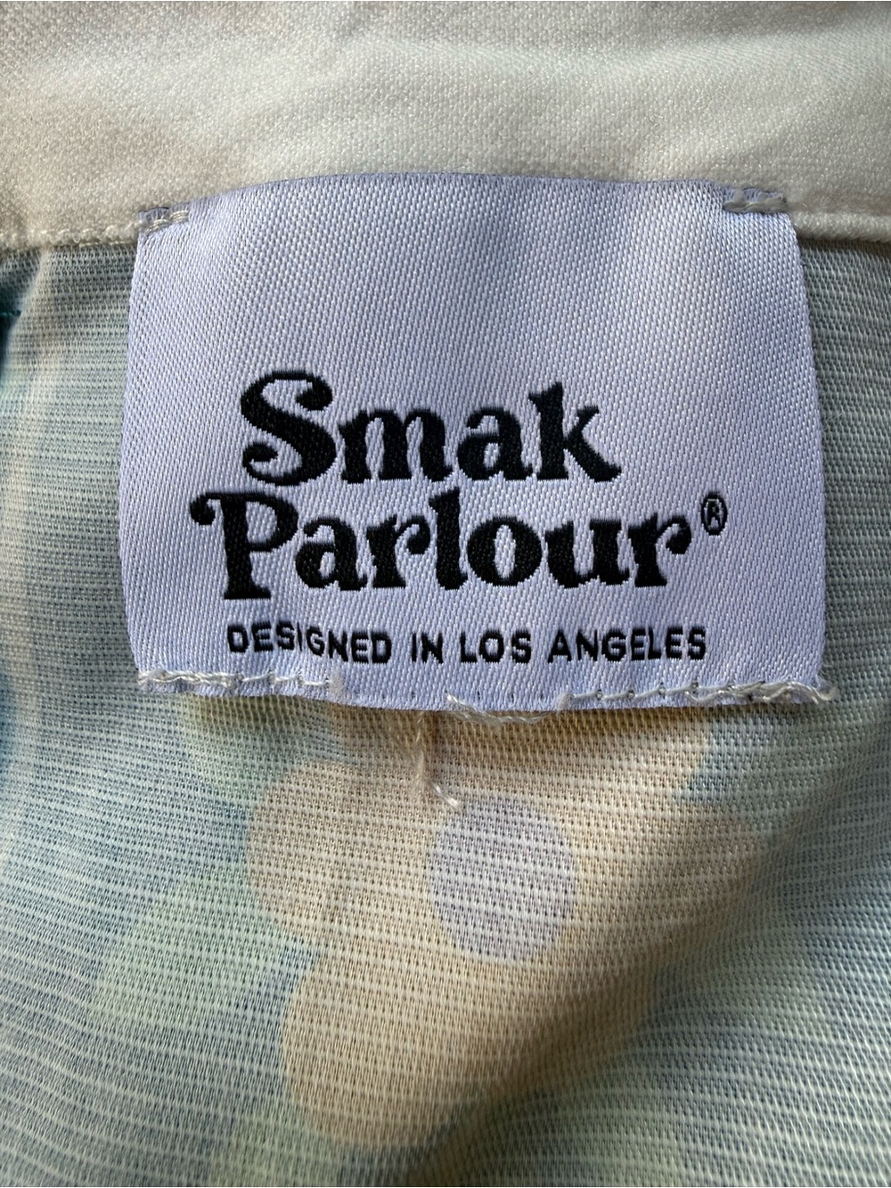 Smak Parlour x Unique Vintage 1960s Teal Wallpaper Floral Mini Skirt, Plus XXL - Picture 9 of 10